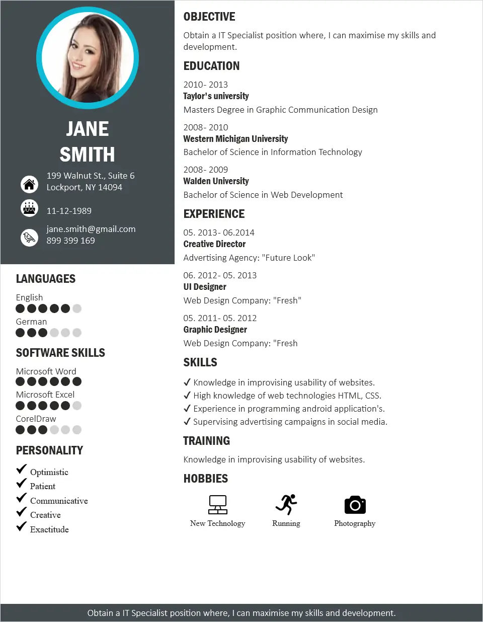 Aperçu CV Jane Smith