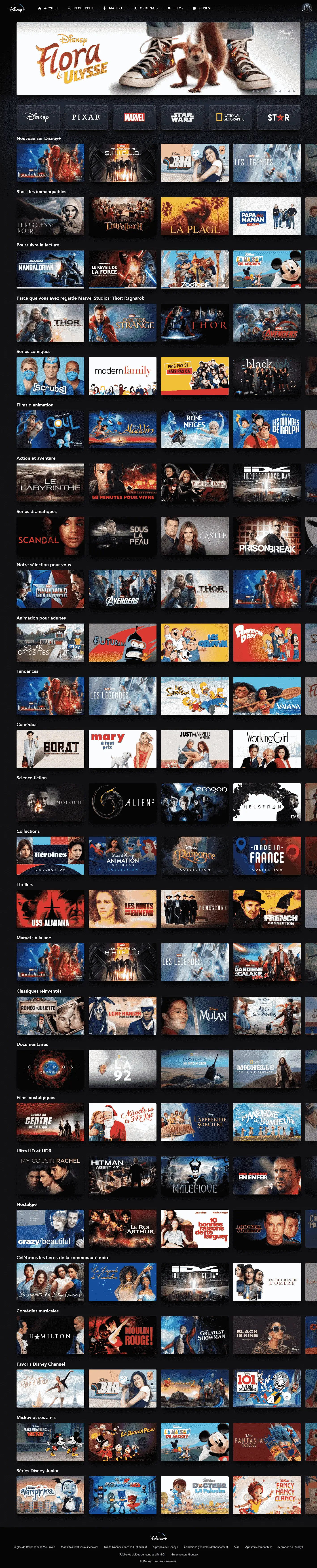 Aperçu Disney+ Webpage