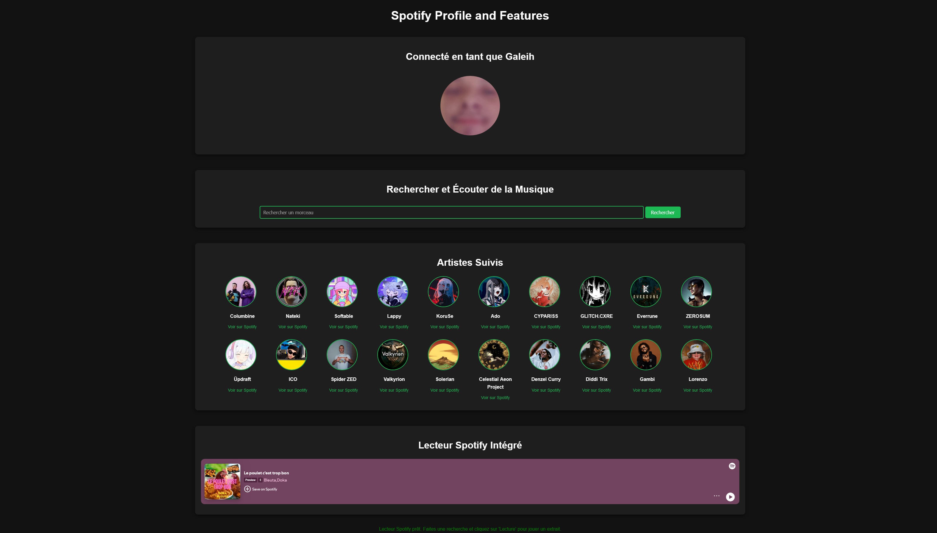 Aperçu Spotify APi ViteJS